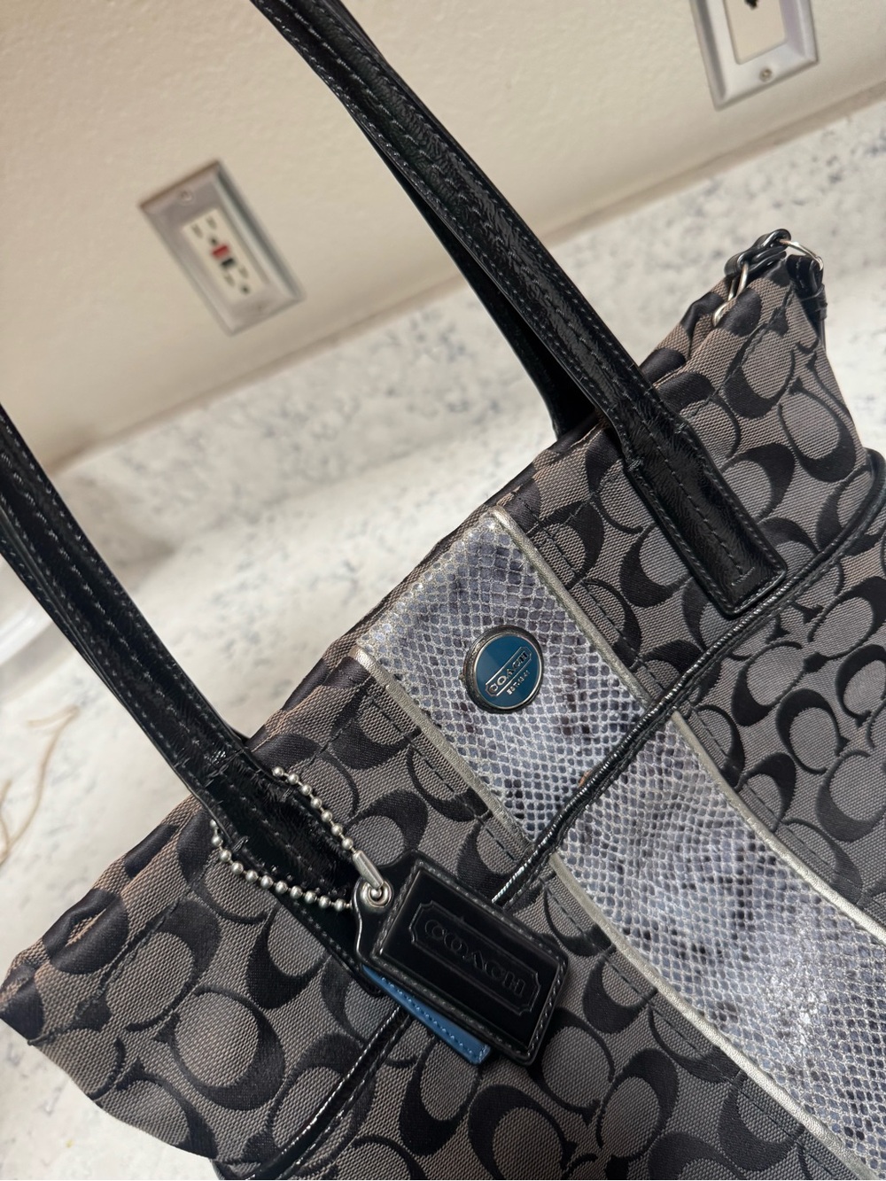 Coach Signature Python Stripe Tote - Picture 5 of 5